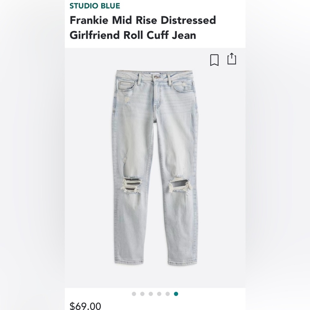Studio Blue mid rise distressed girlfriend Jean in size 31